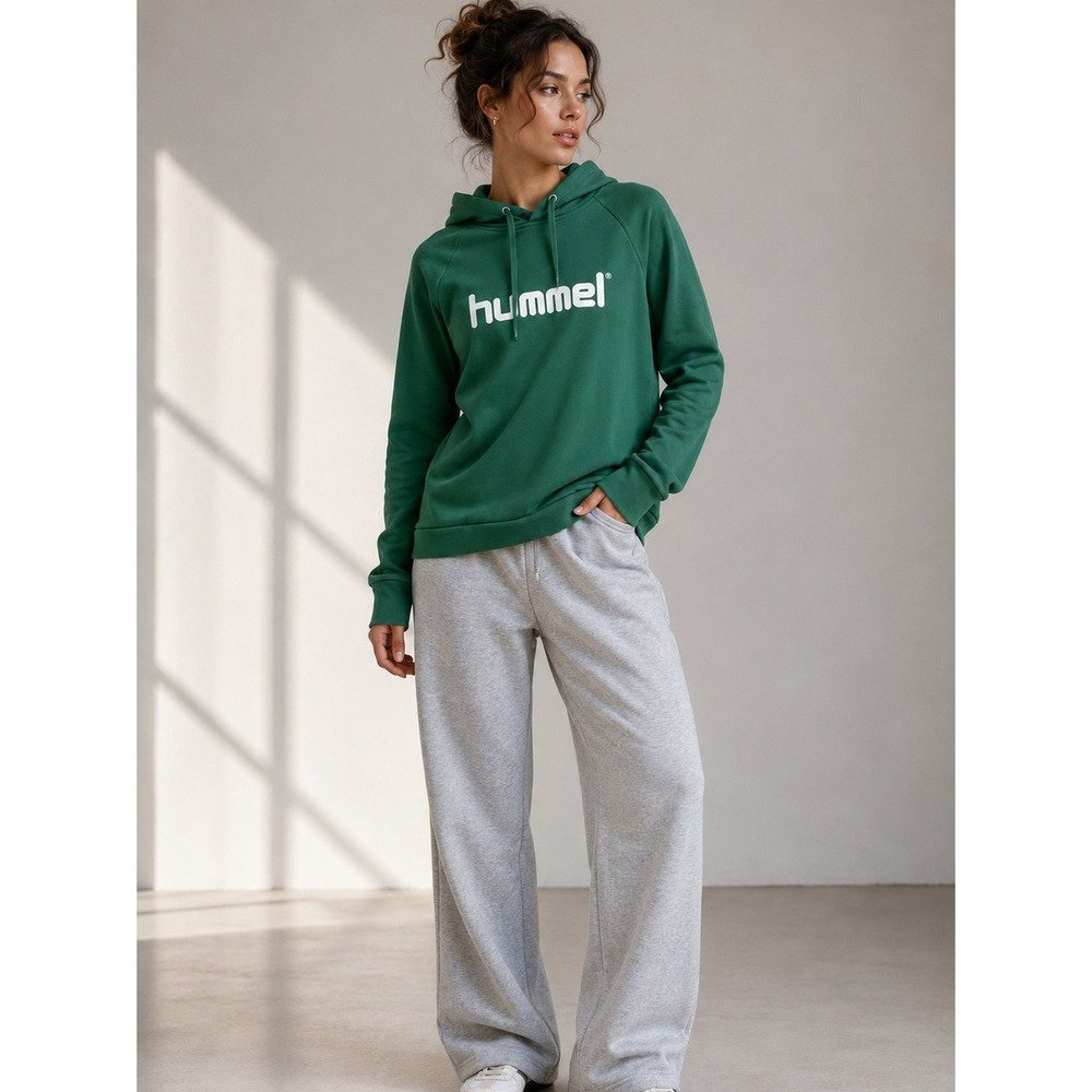 Hummel Forest Green Logo Pullover Hoodie